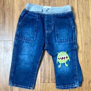EST 1989 Medium Wash Jeans W Monster Embroidered 9-12 Months